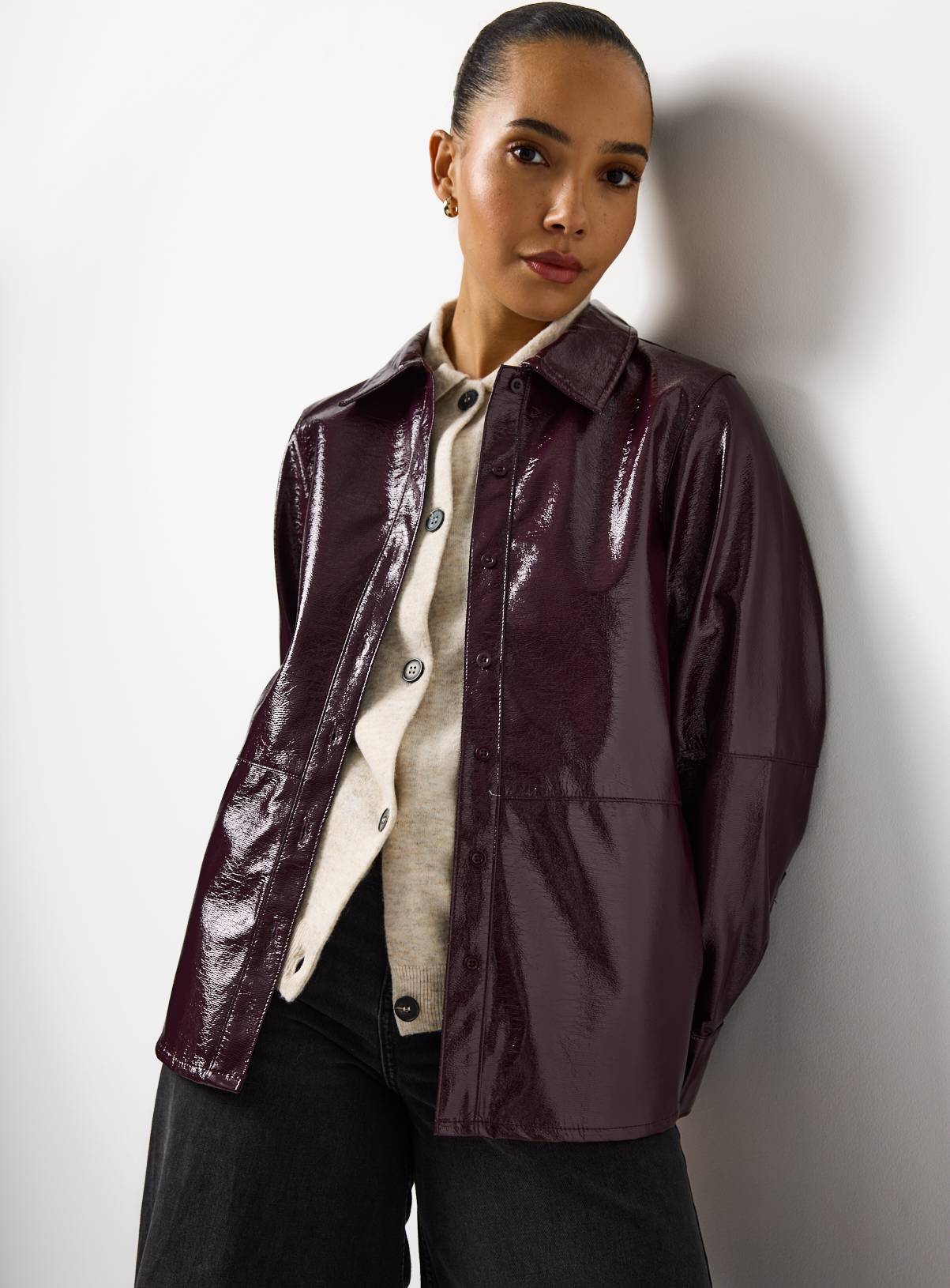 Burgundy Vinyl Long Sleeve Shirt 16 - Image 1